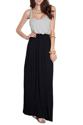 Azules Women's Rayon Span Two Tone Long Dress ( 82 Days Casual Dress ) รูปที่ 1