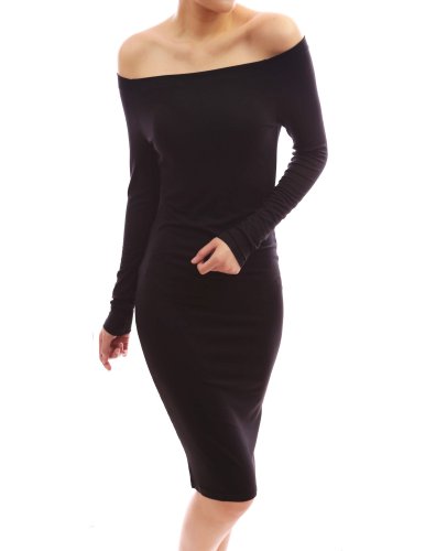 PattyBoutik Comfy Off Shoulder Long Sleeve Fitted Casual Dress ( Patty Casual Dress ) รูปที่ 1