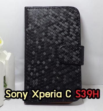 M545-03 เคสหนัง Sony Xperia C ลายเพชรสีดำ (จัดส่งฟรี) รูปที่ 2