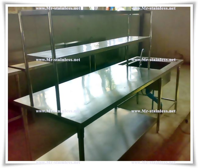 MR. stainless , เครื่องครัวสแตนเลส , โต๊ะเตรียมอาหาร 2 ชั้น , โต๊ะเตรียมของ ครัวกลางมีชั้น รูปที่ 7