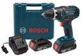 Bosch DDS181-02 18-Volt Lithium-Ion 1/2-Inch Compact Tough Drill/Driver Kit with 2 High Capacity Batteries, Charger and Case ( Pistol Grip Drills )