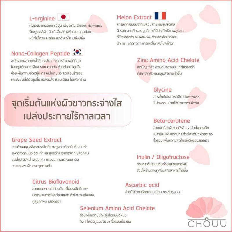 CHOUU Collagen,โชว คอลลาเจน,20,000mg ขาวเร่งด่วนใน7วัน การันตีเห็นผล รูปที่ 3