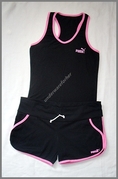 ชุดกีฬาผู้หญิง PUMA สีดำขอบตัดสีชมพู