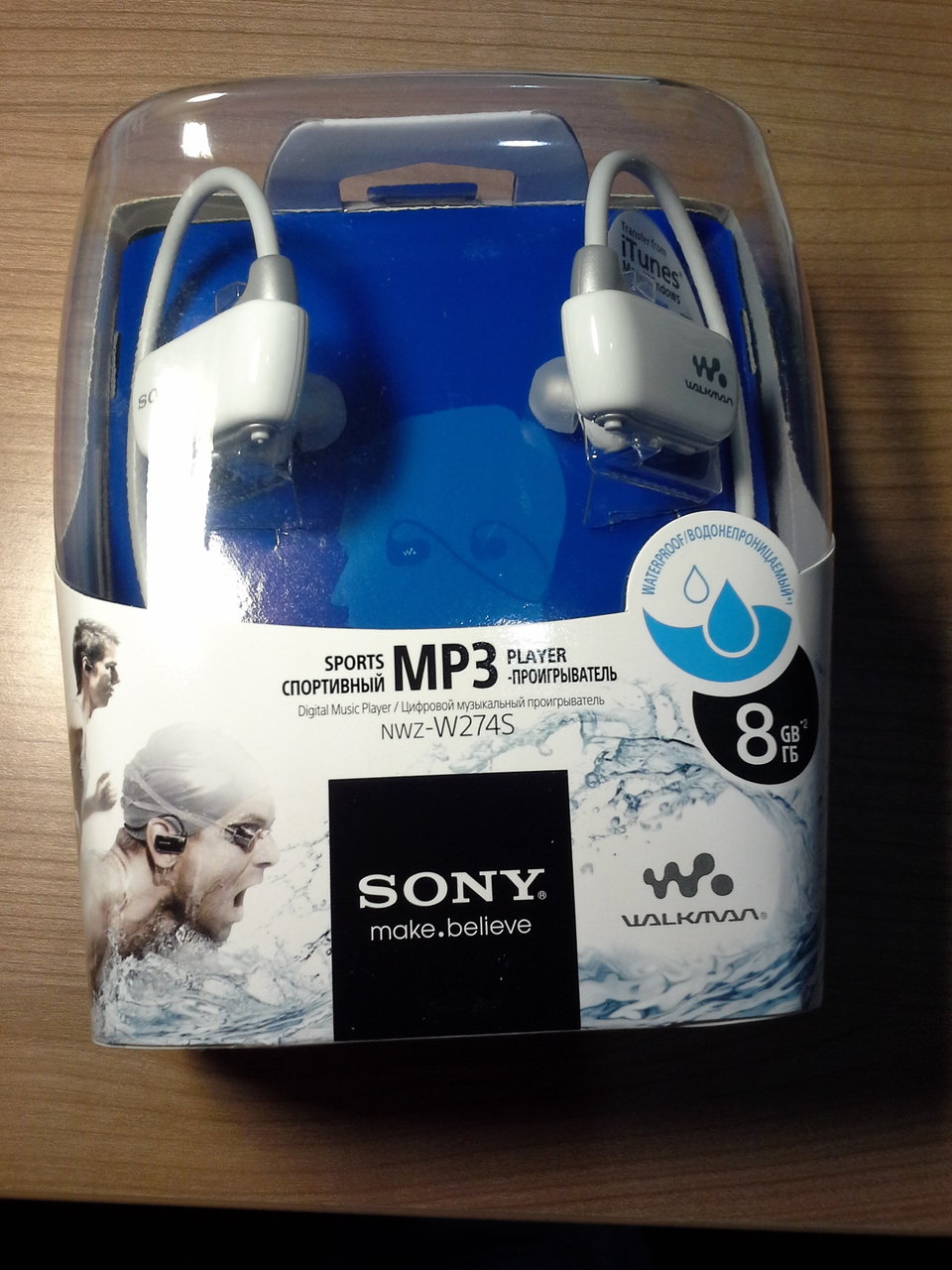 เครื่องเล่น MP3 กันน้ำ Sony Walkman NWZ-W274S ขนาดความจุ 8GB สีขาว รูปที่ 1