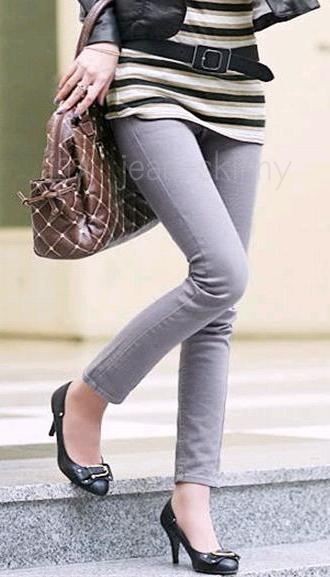 ขายปลีก-ขายส่ง กางเกงสกินนี่ เอวสูง เอวต่ำ Skinny Jean ขาเดฟสี กางเกงยีนส์ยืด ขาสั้น 5ส่วน ขายาว ขากอง(ยาวพิเศษ 41 นิ้ว) รูปที่ 4
