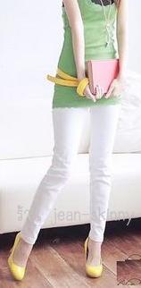 ขายปลีก-ขายส่ง กางเกงสกินนี่ เอวสูง เอวต่ำ Skinny Jean ขาเดฟสี กางเกงยีนส์ยืด ขาสั้น 5ส่วน ขายาว ขากอง(ยาวพิเศษ 41 นิ้ว) รูปที่ 2