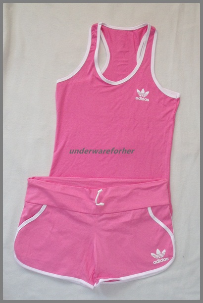 ชุดกีฬา ADIDAS ผู้หญิง สีชมพูตัดขอบขาว รูปที่ 1