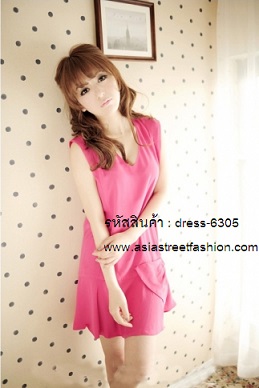 พร้อมส่ง ชุดเดรสแฟชั่น ผ้าไหมผสม สีชมพู ใส่เที่ยว ใส่ทำงาน รูปที่ 4