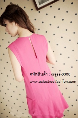 พร้อมส่ง ชุดเดรสแฟชั่น ผ้าไหมผสม สีชมพู ใส่เที่ยว ใส่ทำงาน รูปที่ 5