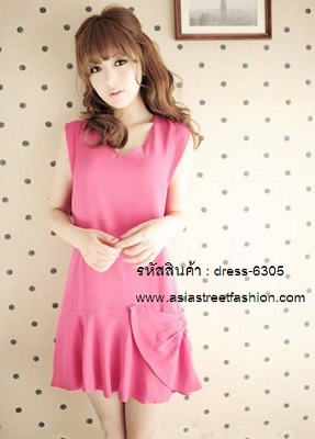 พร้อมส่ง ชุดเดรสแฟชั่น ผ้าไหมผสม สีชมพู ใส่เที่ยว ใส่ทำงาน รูปที่ 6