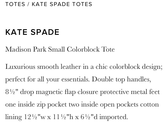 ขาย กระเป๋า รุ่น madison park small coal tote kate spade มือสอง สภาพ ดี มีการ์ดให้พร้อมถุงผ้า katespade รูปที่ 6