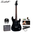 Sawtooth Black Electric Guitar w/ Black Pickguard - Includes: Accessories, 10-Watt Amp & Online Lesson ( Sawtooth guitar Kits ) )