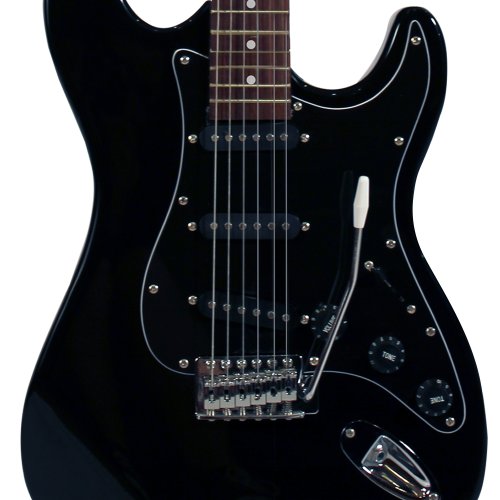 Sawtooth Black Electric Guitar w/ Black Pickguard - Includes: Accessories, 10-Watt Amp & Online Lesson ( Sawtooth guitar Kits ) ) รูปที่ 3