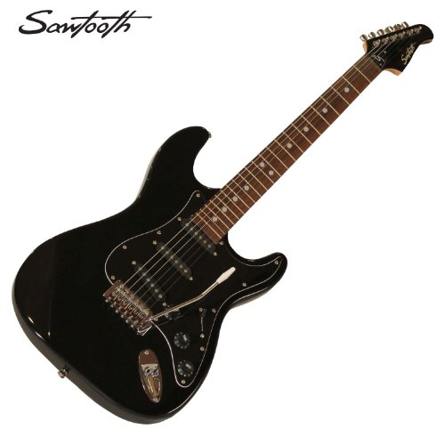 Sawtooth Black Electric Guitar w/ Black Pickguard - Includes: Accessories, 10-Watt Amp & Online Lesson ( Sawtooth guitar Kits ) ) รูปที่ 7
