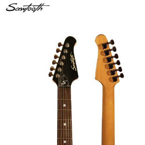 Sawtooth Black Electric Guitar w/ Black Pickguard - Includes: Accessories, 10-Watt Amp & Online Lesson ( Sawtooth guitar Kits ) ) รูปที่ 6