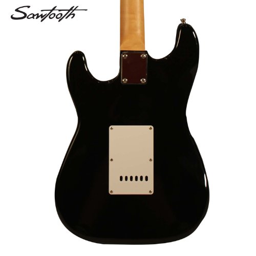 Sawtooth Black Electric Guitar w/ Black Pickguard - Includes: Accessories, 10-Watt Amp & Online Lesson ( Sawtooth guitar Kits ) ) รูปที่ 4