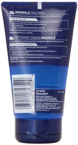 Nivea for Men Face Wash Cleans and Moisturizing with Menthol and Vitamin E, 5 Ounce Tube ( Cleansers  ) รูปที่ 4