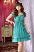 ชุดราตรีคนอ้วนไซส์ใหญ่ สีฟ้า แขนตุ๊กตา SIZE 4XL รอบอก 50 นิ้ว