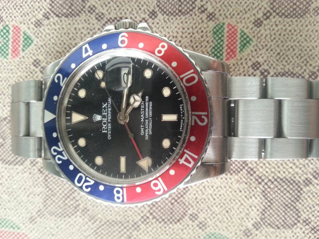 Rolex gmt master16750spider dialหน้าใยแมงมุมขอบฟิมล์นำ้เงินแดงออโต้กระจกเซลลูลอย รูปที่ 1