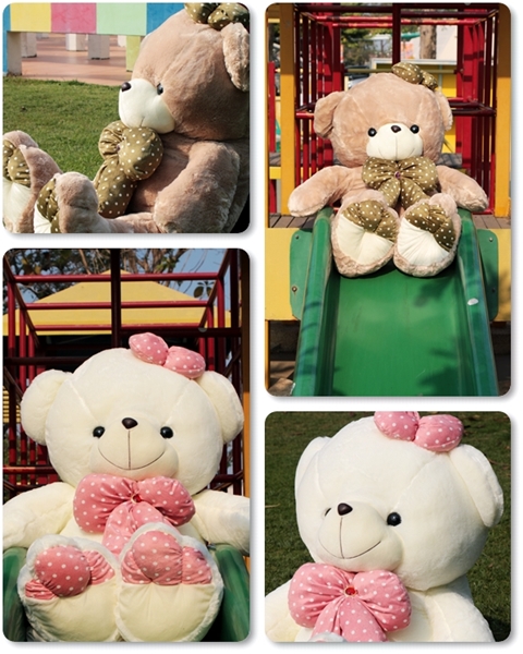 ตุ๊กตาหมี ตัวใหญ่ อวบ อ้วน ติดโบว์ลายจุด เกรดพรีเมี่ยม รูปที่ 5