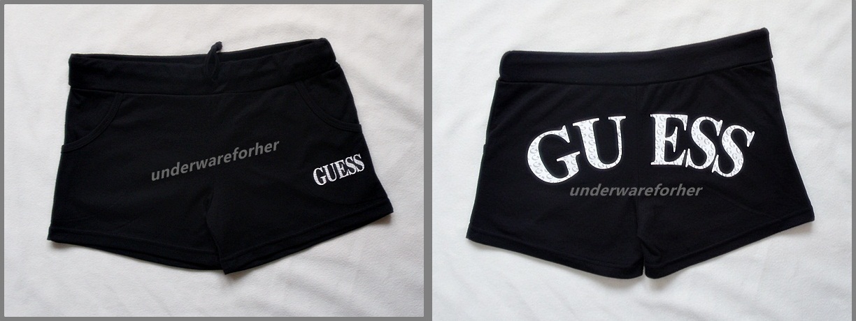 กางเกงขาสั้น GUESS สีดำ LOGO คาดเทา รูปที่ 1