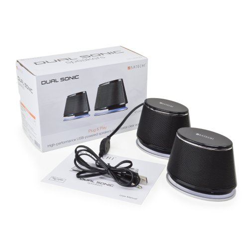 Satechi Dual Sonic Speaker 2.0 Channel Computer Speakers (Black) for Apple Macbook Pro , Air / Asus / Acer / Samsung / Dell/ Toshiba / HP / Sony Vaio and More ( Satechi Computer Speaker ) รูปที่ 7