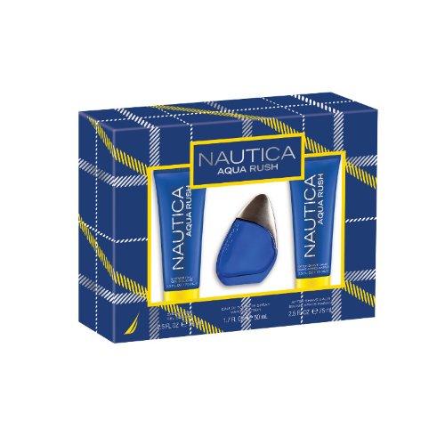 Nautica Aqua Rush 3 Piece Gift Set (Eau de Toilette Spray, After Shave Balm, Shower Gel) ( Men's Fragance Set) รูปที่ 1