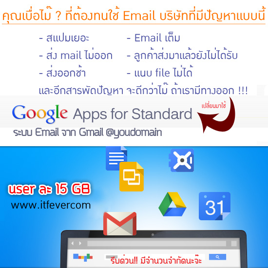 บริการ Mail Server Gmail สแปมน้อย พื้นที่เยอะ ทำงานเร็ว รูปที่ 1