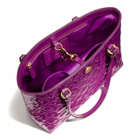 กระเป๋า COACH PEYTON OP ART EMBOSSED PATENT TOP  HANDLE TOTE F50540 รูปที่ 3