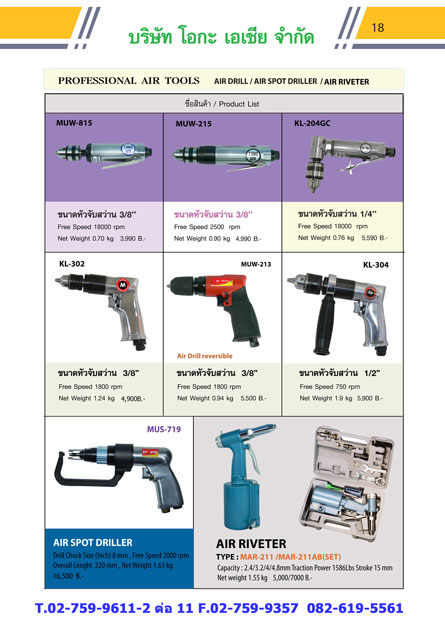 air drillสว่านลม KL-302สมุทรปราการairtools0826195561สินค้าอุตสาหกรรม เครื่องมือลม4446 รูปที่ 1