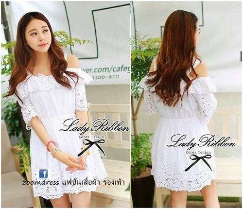 แม็กซี่เกาหลีลายขวาง เก๋ๆด้วยดีเทลอกผ้าแก้วช่วงตัวเล่น layer รูปที่ 6