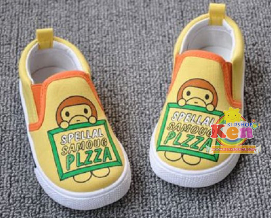 รองเท้าเด็ก ผ้าใบสวม Milo Pizza สีเหลืองSH575 รูปที่ 1