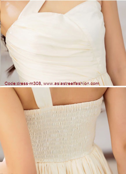 พร้อมส่ง ชุดเดรสออกงาน น่ารัก เปิดไหล่ โทนสีแอพริคอท รูปที่ 4