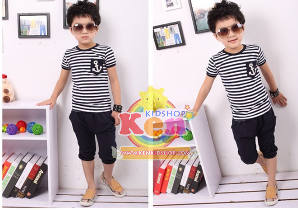 ชุดเด็กเสื้อกางเกง MARINE สีกรมท่า รูปที่ 2