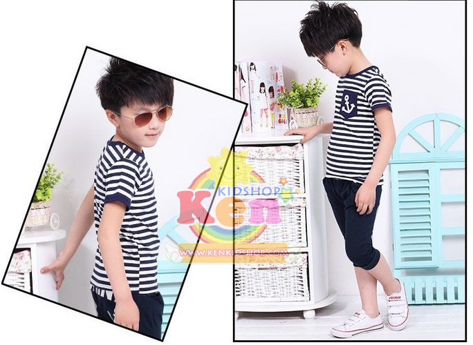 ชุดเด็กเสื้อกางเกง MARINE สีกรมท่า รูปที่ 3