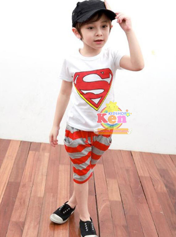 ชุดเด็กเสื้อกางเกง ซุปเปอร์แมน สีแดง รูปที่ 4