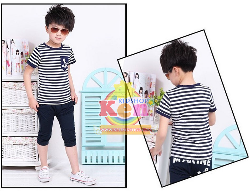 ชุดเด็กเสื้อกางเกง MARINE สีกรมท่า รูปที่ 4