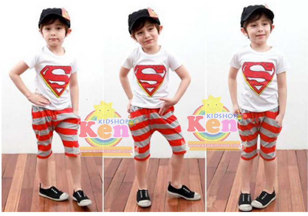 ชุดเด็กเสื้อกางเกง ซุปเปอร์แมน สีแดง รูปที่ 2