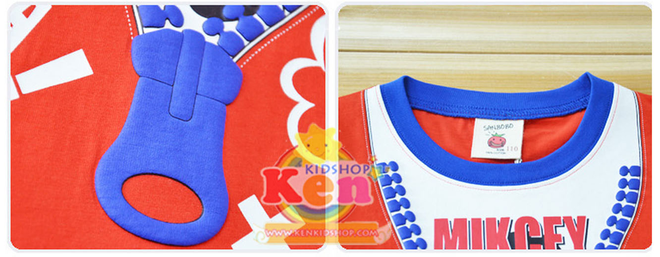 Sanbobo เสื้อเด็กแขนสั้น Mickey PEEK A BOO สีแดง รูปที่ 2