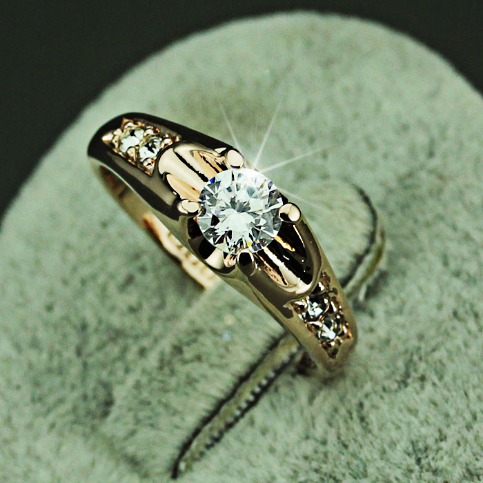 Size O 18k 18ct Rose gold GP Band Wedding Crystal Lab Diamond Ring TD-297 รูปที่ 1