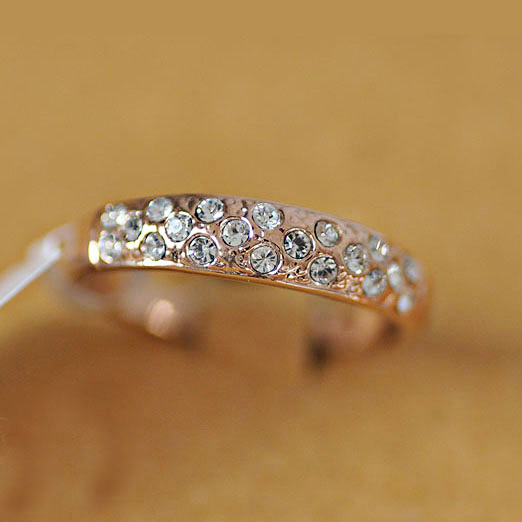 Size R 1/2 bondsnet 18k 18ct Rose gold GP Band Wedding Crystal Lab Diamond Ring TD-308 รูปที่ 1