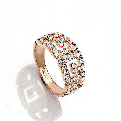 Size O bondsnet 18k 18ct Rose gold GP Band Wedding Crystal Lab Diamond Ring TD-303 รูปที่ 1