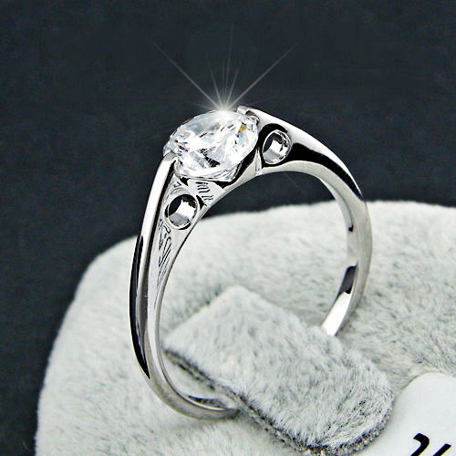 Size Q bondsnet 18k 18ct White gold GP Band Wedding Crystal Lab Diamond Ring TD-273 รูปที่ 1