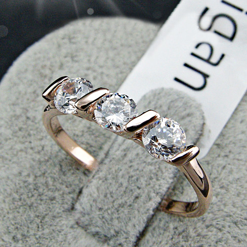 Size O bondsnet 18k 18ct Rose gold GP Band Wedding Crystal Lab Diamond Ring TD-272 รูปที่ 1