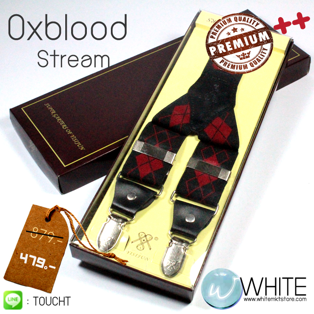 Oxblood Stream - สายเอี้ยม (Suspenders) สายสีดำ ลาย แดงเข้ม ขนาดสาย กว้าง 3.5 เซนติเมตร (CT003) รูปที่ 1