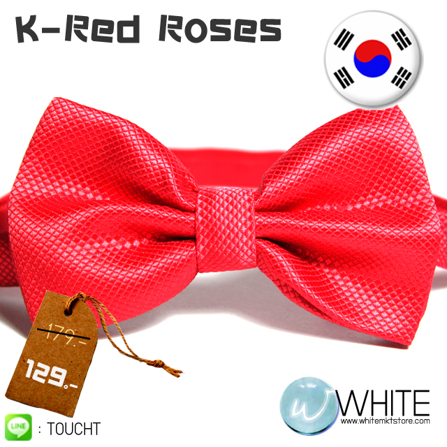 K-Red Roses - หูกระต่าย สีกุหลาบแดง ผ้าเนื้อลาย สไตล์เกาหลี  รูปที่ 1