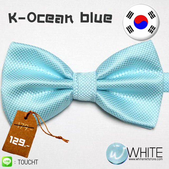 K-Ocean Blue - หูกระต่าย สีฟ้าอมเขียวน้ำทะเล ผ้าเนื้อลาย สไตล์เกาหลี รูปที่ 1