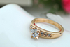 รูปย่อ Size R 1/2 bondsnet 18k 18ct Rose gold GP Band Wedding Crystal Lab Diamond Ring TD-238 รูปที่4