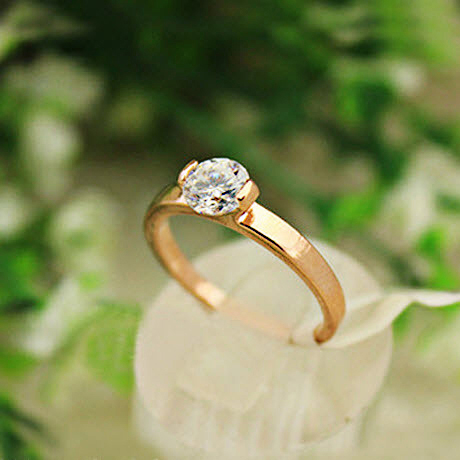 Size R 1/2 bondsnet 18k 18ct Rose gold GP Band Wedding Crystal Lab Diamond Ring TD-236 รูปที่ 1