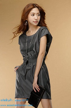 พร้อมส่ง เดรสสีเทา ผ้าคอตตอน คอกลม ใส่ทำงาน ใส่เที่ยว สวยๆ รูปที่ 6